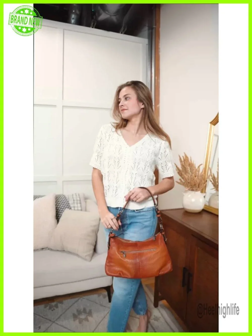 Genuine Leather Hobo Bag Top Grain Cowhide Shoulder Purse Medium Travel Work